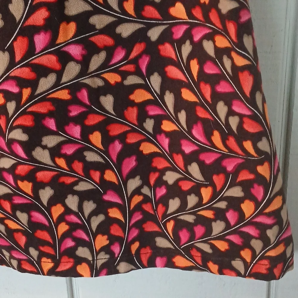 Talbots Leaf Heart Print Chocolate Brown Casual Skirt With Pockets Size 18 - Picture 4 of 10